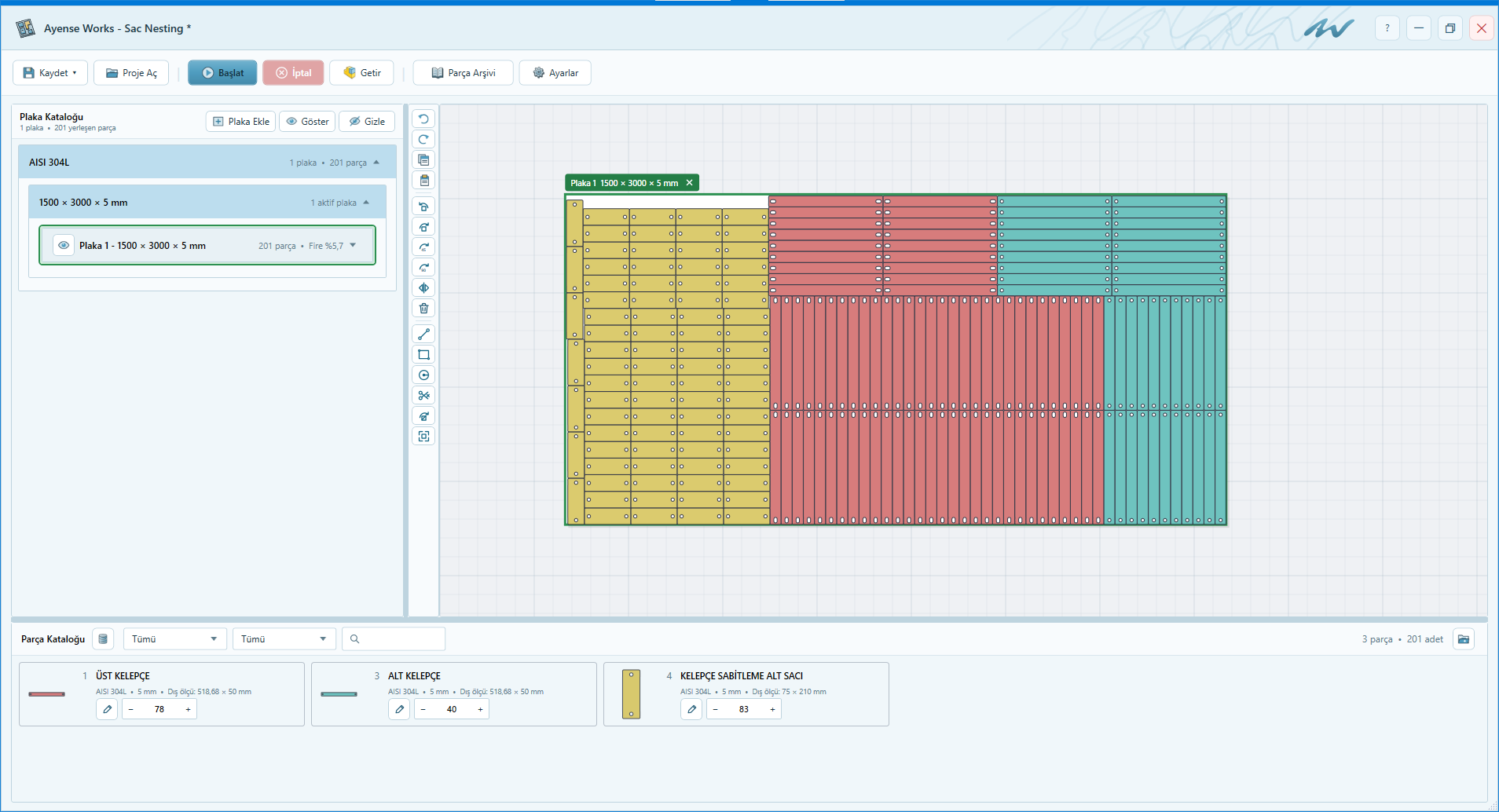 Sheet Nesting: Sheet layout