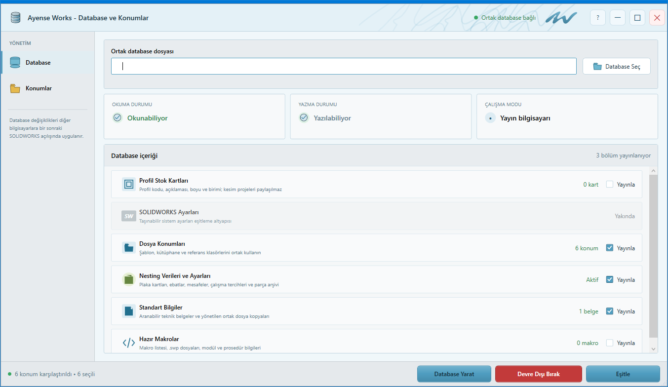 Shared Database: Shared database and locations