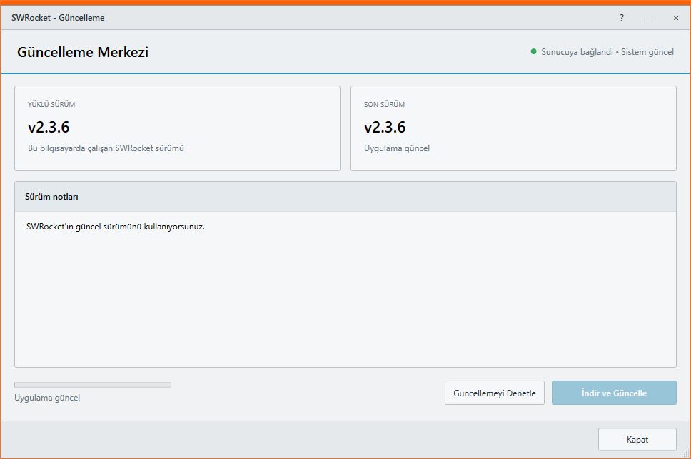 Ayense Works Güncelleme Merkezi ekranı